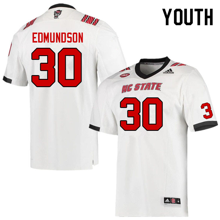 Youth #30 Darius Edmundson NC State Wolfpack College Football Jerseys Sale-White